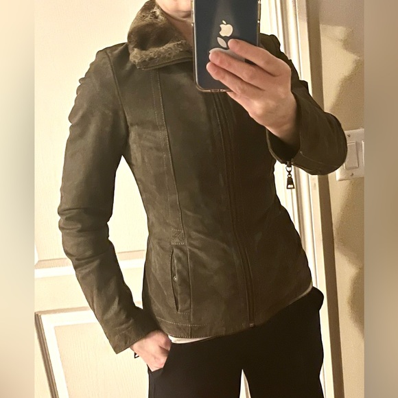 Winter Leather jacket, size 2XS, 2TP extra small, military green colour. - Picture 11 of 11